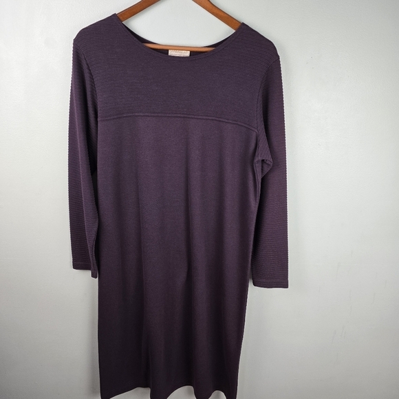 COLDWATER CREEK Midi Sweater Dress Comfy Pullover Deep Purple Womens Size L‎ - Picture 2 of 14